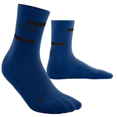 CEP - THE RUN COMPRESSION SOCKS MID CUT für Damen | Mittellange Laufsocken in blau mit Kompression | Regenerierende Kompressionsstrümpfe für Frauen | Gr. IV | L