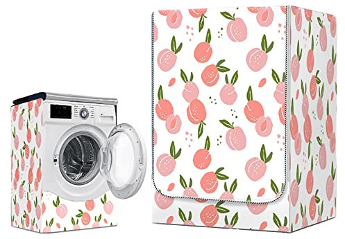 FANSU Copertura Lavatrice per Esterno per Lavatrici e Asciugatrice, Impermeabile Antipolvere Kawaii Coprilavatrice da Esterno con Aperture Frontali Protezione Solare (Rosa Pesca,S (4-7,5kg))