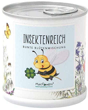 MacFlowers® | Anzucht-Set Kleines Insektenreich | über 8 Sorten Blumenmischung | Nachhaltiges Geschenk in süßer intant Gardening Blumendose