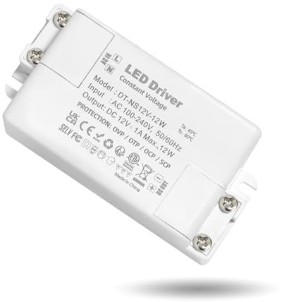 Alimentatore 12v 1A, 12W Trasformatore 220V a 12v, Trasformatore LED 12V 12W, Driver LED AC a DC, led driver 12v, alimentatore lampada led, Trasformatore LED Costante per G4, GU5.3, MR11, MR16