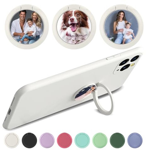 4 Pcs Personalisierte Handy Ring Halter, Finger Ring Stand mit Foto, Smartphone Fingerhalter 360 Grad Drehung Ständer Kompatibel mit iPhone 15/14 Pro/Pro Max/13/12 Serie, Galaxy und Allen Telefone