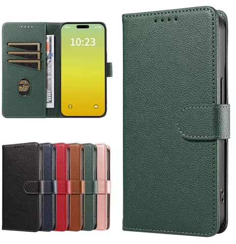 GoodcAcy Handyhülle für Samsung Galaxy A72 Hülle + 2 Stück Panzer Schutz Glas, Schutzhülle aus Leder, [RFID Anti-Diebstahl Schutz], Magnetisches Flip Case - Green