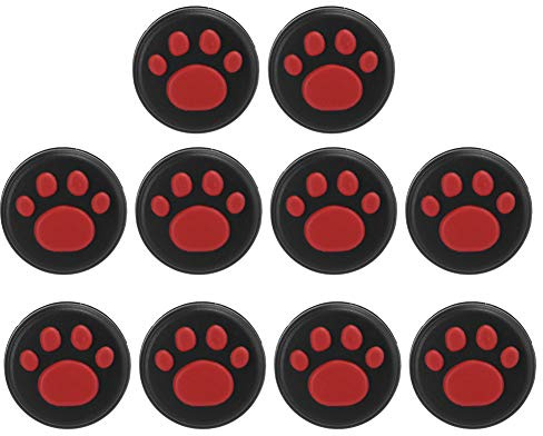 Annadue Cat Paw Thumb Grips Caps, Cute Cat Paw Shape Kawaii Silicone Joystick Cover for Switch for Switch Lite, 10 Pieces Lightweight Joystick Cover Replacement (Red claws on black)