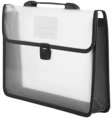 Aktenordner, Schulbedarf, A4-Geldbörse, Kunststoff-Ordner, Poly-Taschen, Umschlag, wasserdicht, erweiterbare Dokumentenmappen mit Knopf, tragbarer Griff, Akten-Organizer (Farbe: Schwarz) (Color : Bla