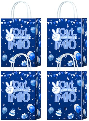 YanZonic 16Pcs Peace Out Single Digits Party Bags - Robust Double Digits Birthday Boy, Ideal 10th Birthday Decorations for Boys