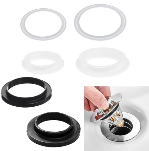 6PCS Sink Pop Up Plug Washer, Silicone Bathroom Drain Plug Seal, Sink Stopper Replacement Seal Ring for Bathroom and Wash Basin (6 Models)