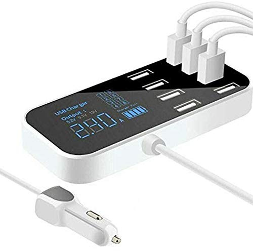 Osmond A9S Fast Car Charger 8 Port Multi USB LCD Display Phone Charger 12V Battery Charger USB Hub for Phone Tablets GPS DVR