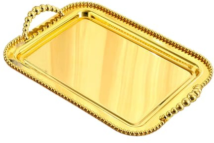 Generic Plateau de Service élégant avec Poignées En Bois, or