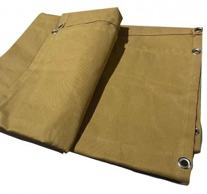 EU Fabrics Cotton Canvas Tarpaulin Cover | Waterproof Heavy Duty Garden Furniture Cover | Ideal for Boat Cover, Tent, and Camping Shelter | 100% Cotton Waxed outdoor Tarp (2.8M x 4M)