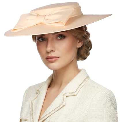 F FADVES Fascinators Damen-Pillbox-Hut mit breiter Krempe, 20er-/50er-Jahre-Stil, Schleife, Cocktail, Teeparty, Kirchenkleid, Hüte, Khaki, M/L