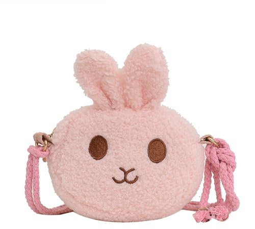 KASESSS Tasche Mädchen Plüsch, Kinder Handtasche Mädchen Süße, Handtasche Kinder Rosa Kaninchen, Mädchen Handtasche, Umhängetasche Kinder Schönes Geburtstagsgeschenk für Kinder Mädchen Frauen