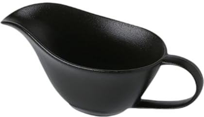 Qianly Gravy Boat Syrup Jar Photo Props with Smooth Handle Porcelain Gravy Boat Sauce Cup for Steak Kitchen Bar Broth Tomato Sauce, black