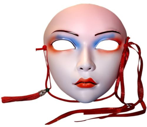 Muteitt Japanische Kabuki Kitsune-Maske Für Damen Und Herren, Halloween-Maskerade-Maske, Chinesischer Stil, Cosplay-Masken, Kostüm, Japanische Maske, Cosplay-Dekoration