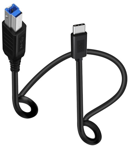 HuaLiSiJi Druckerkabel USB C 3.0 Super Speed 5Gbps Stecker USB Kabel Typ C auf Typ B für Scanner, Externen Festplatten, Multifunktionsdruckern usw (Typ C Schwarz, 1 m)