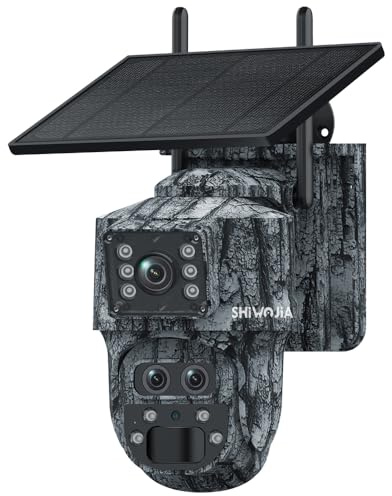 SHIWOJIA 4G LTE Fotocamera Solare【Tripla lente】 con scheda Sim, 7800 mAh Camera Esterna senza fili, Zoom Ibrido 15x, Rilevamento Persona, 6MP Camera 4G PTZ con visione Notturna Colore, IP66