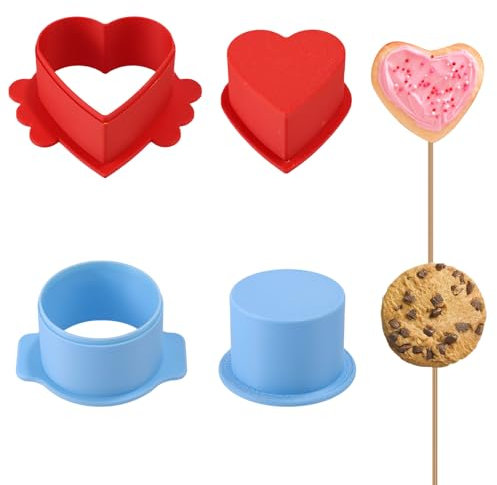 Lyreh 2pz Stampo Cake Pop, Stampi Plastica Cake Pop a Forma di Cerchio e Cuore Pratici Stampi Cucina Adatti per Dolci Cucina Torte Nuziali Dessert Feste