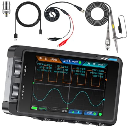 KAQNTUD DS215H - Herramienta de reparación electrónica de 2 canales, 50 MHz, ancho de banda, osciloscopio portátil, generador de señales de amplio voltaje, kit electrónico de protección
