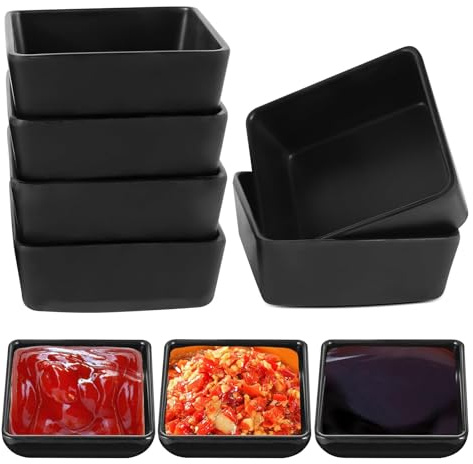 Dipschalen Set - 220ml Generisch 6 Stück Dipschalen, 9cm Schwarz Sojasauce Schälchen Kleine Schälchen, Servierschalen set, Snackschalen Set 6er Pack für Dips, Saucen, Fingerfood Gewürze, Marmeladen