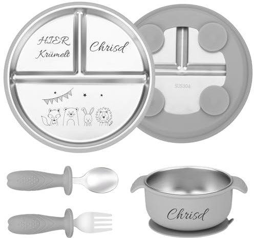 Assiette Bebe Inox Personnalisée avec Prénom et Motifs