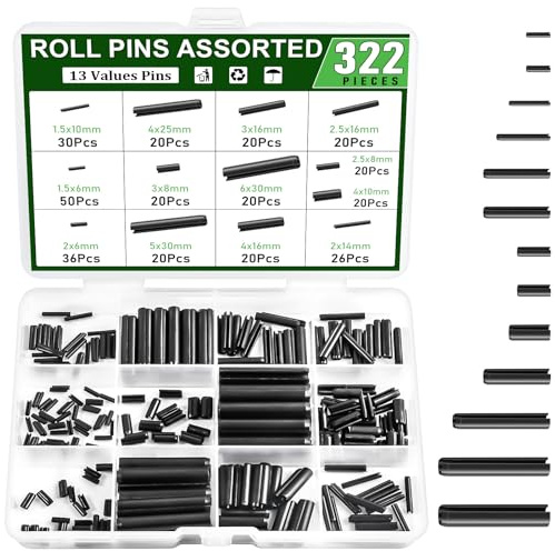 322 perni a molla assortiti, con intaglio in metallo cavo, colore nero, per fissaggio macchina domestica
