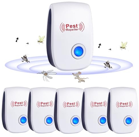 Ultraschall Schädlingsbekämpfer, 6 Stück Elektronische Insektenschutzmittel & Moskitoschutz Innenräumen, Pest Control Repeller für Mücken, Spinnen, Kakerlaken, Mäuse