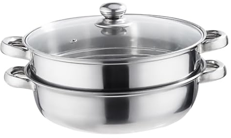 WEKADRIN Olla Vapor Doble Acero Inoxidable Resistente para Cocer y Cocinar al Vapor Cazuela Multifuncional para Estufa Gas Inducción Vaporera Práctica y Duradera para Sopas y Verduras