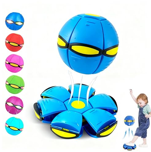 Magic Metaball, Children's Bouncing Ball, Magic Flying Saucer, Bouncy Ball, Parent-Child Interaction, Dual Form Freely Switchable, with 6 Light (Blue)