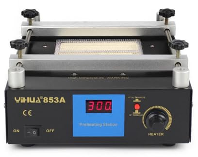 853A BGA SMD uppvärmningsstation värmeplatta, 220V 450W infraröd ommonterings elektronisk värmeplatta förvärmningsstation PCB förvärmare lödstation antistatisk rostfritt