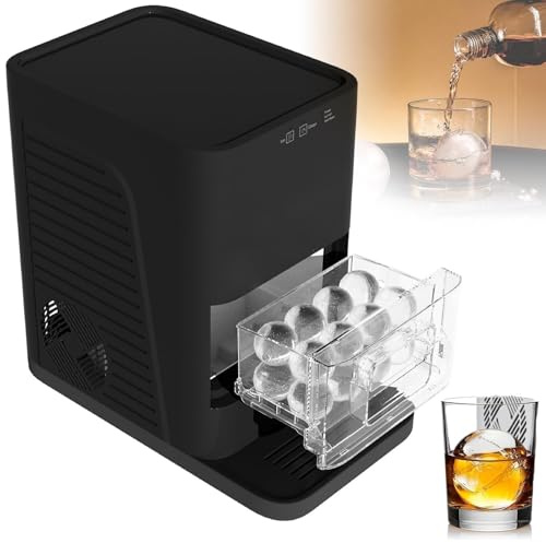 Máquina Hielo Esférico Whisky 2，Fabricante Hielo Esférico Encimera，2 Piezas Por Lote，72 Esferas Por Día，Depósito 1.2L，Auto Autolimpieza，Casa Bar(Black)
