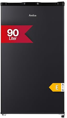 Amica Vollraum-Kühlschrank Freistehend 85x47,5x44,5 cm 90L Inverter Kompressor LED Beleuchtung Gemüseschublade Türablagen AVK 3510 SW - Schwarz