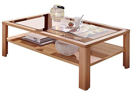 Stella Trading Nature Plus Couchtisch teil-massiv aus Kernbuchenholz - hochwertiger & ausdrucksstarker Sofatisch für Ihren Wohnbereich - 120 x 40 x 70 cm (B/H/T)