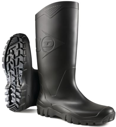 Dunlop Dane Knähöga Wellington Boot - Unisex, Vattentät och Kemisk Resistent, Lätta gummistövlar för utomhusbruk, PVC, Svart - EU 44, UK 10, Svart, 10 UK