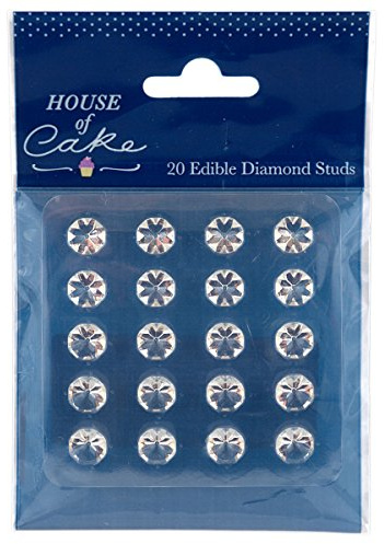 House of Cake - Edible Diamond Gem Stone Studs - Clear - Pack of 20