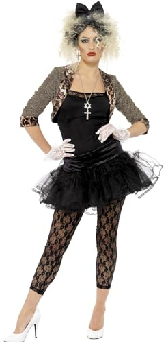 Smiffy's Women's 80's Child Costume , Black, M - UK Size 12-14