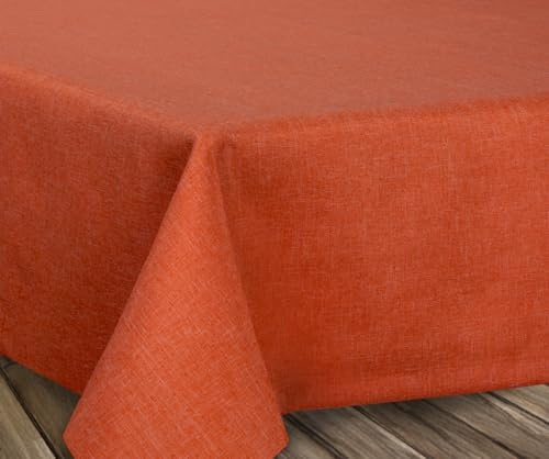 BEAUTEX fleckenabweisende und bügelfreie Tischdecke - Tischtuch mit Lotuseffekt - Tischwäsche in Leinenoptik, Eckig 110x140 cm, Terracotta | fleckenabweisend, bügelfrei, pflegeleicht, Lotuseffekt, viele Größen & Farben, für Küche, Esszimmer, Balkon & Garten