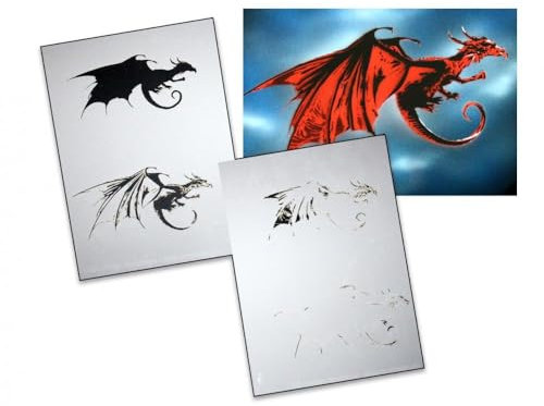 AS-003 Drache Step by Step Airbrushschablone Größe XL