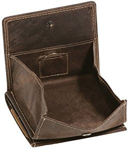 LEAS Wiener-Schachtel mit großer Kleingeldschütte im Vintage Style, Echt-Leder, dunkelbraun Vintage-Collection''