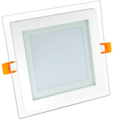 G.W.S® 12W Crystal Glass Edge Square LED Recessed Flat Panel Downlight Ceiling Light Day White (6000K), LED Driver Included