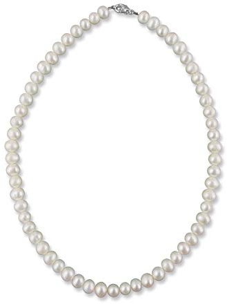 Rivelle Damen Süßwasser Perlenkette 42 cm Perlen 7,5 mm creme Kette echte Perlen Collier Halskette Necklace Schmucketui