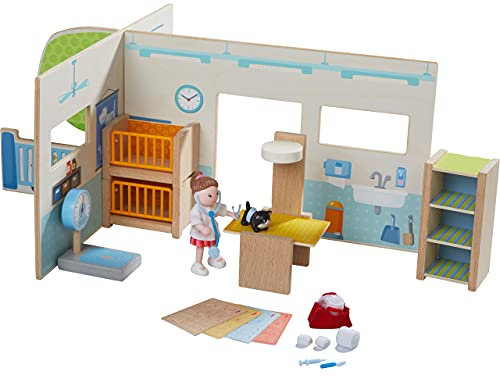 HABA 303895 - Little Friends – Tierklinik , Modern ausgestattete Tierarztklinik mit Arzthelferin Rebekka und 1 Katze , Für kreative Rollenspiele ab 3 Jahren