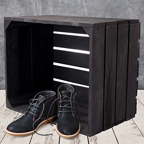 Moooble Neue Schwarze Obstkiste 50cm x 40cm x 30cm Kiste Holzkisten Regal mittelgroß Wandregal Ablage Apfelkisten massiv individuell Weinkiste