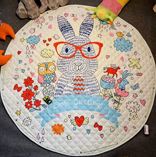 Runde Matte, Marmor, Spielmatte, rund, tragbar, Krabbeldecke, faltbar, Baby, Aufbewahrungstasche für Spielzeug für Babys, Kinder, Aktivitäten drinnen und draußen (Weihnachtsbaum und Freunde)