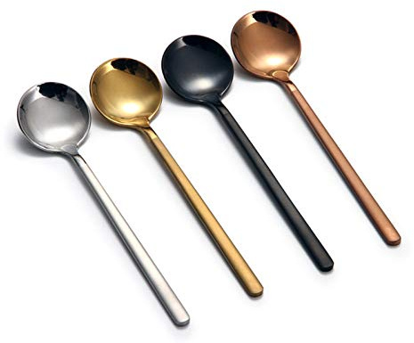 8 Pcs Coffee Spoons Teaspoons 5.3-Inch Matte Frosted Handle Stainless Steel Espresso Spoons for Coffee Ice Cream Sugar Dessert Cake Soup
