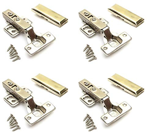 4 Pack Soft Close Cabinet Hinges 110 Degree Kitchen Cupboards Units Door Wardrobes Bookcases TV Cabinets Hydraulic Silver Full Overlay 35mm with Screws and Mounting Plate