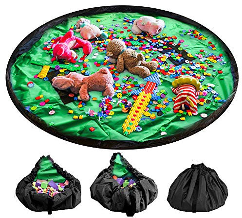 LandJoy Sac de rangement Jouet，60 Pouces Enfants Tapis de Jeu Sac de Rangement Pliable Grand Tapis de jouets Jouets pour Enfant（150cm Vert）