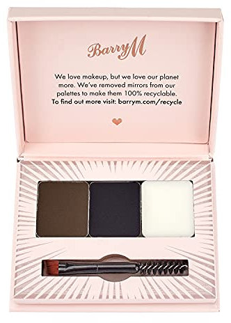 Barry M Cosmetics Fill And Shape Brow Kit Palette, With Styling Soap, Shade Dark