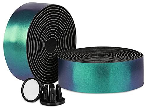 Bumlon Rennrad Lenkerbander, Fahrradlenkerbänd, EVA-Stoßfest, reflektierende Fahrradlenkergriffe, Gürtel, Lenker Tape Cycling Fahrrad Mountainbike Rennrad – 2 Rollen mit Lenkerstopfen
