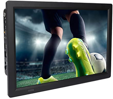 Bewinner TV Digital para Automóvil de 14 Pulgadas, Monitor LED Soporte de TV Digital Portátil HDMI/UHF/VHF/USB/Tarjeta SD, Mini TV con Batería para el Hogar, Automóvil, Viajes Al Aire Libre