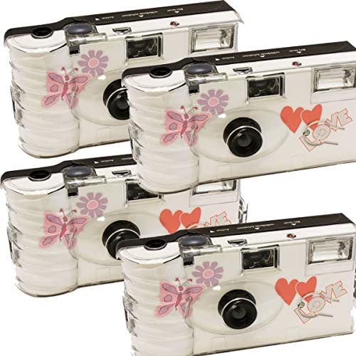 Lot de 4 appareils Photo jetables 1 A pour Mariage Motif Papillon