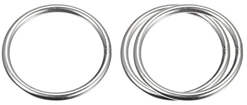 sourcing map 3 Stück O Ringe Edelstahl 304 Metallringe, 50 mm Außendurchm. 4 mm Dicke Geschweißter O-Ring für Befestigung Schrauben Haken Campinggürtel Hundeleinen Taschen Paracord Zubehör